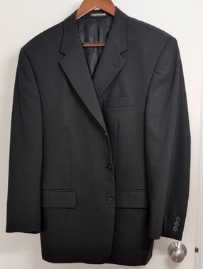 **BIELLA ITALY MEN’S BLACK BLAZER SIZE 42S WOOL BLEND CLASSIC TAILORED JACKET**